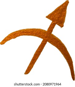 Collection of zodiac signs, hand drawn with ink brush. Vector graphics Sagittarius