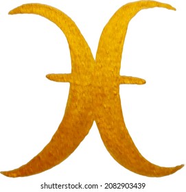 Collection of zodiac signs, hand drawn with ink brush. Vector graphics pisces