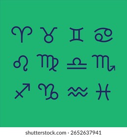 Coleção de ícones de signos do zodíaco. 12 sinais de astrologia. Atributo de um horóscopo
