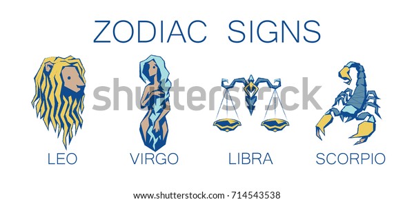 Collection Zodiac Signs Vector Illustration Second Stock Vector ...