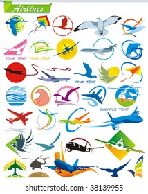 COLLECTION_1 Air lines vector Icons for Web. Series symbols of tourism Airplane. A set of transportation abstract color element corporate templates. Just place your own company name.