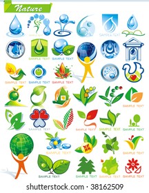 COLLECTION_2   Ecology and botanic Icon Set for design use, vector illustration. Series symbols for Web. A set of abstract color element corporate templates. Just place your own company name.