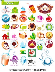 COLLECTION_3  Exclusive Series of food symbols and icons for menu restaurant. Vector color set for Web. Abstract creative element corporate templates. Just place your own company name.