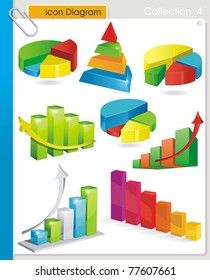 COLLECTION_4 Vector graphic glossy diagram and pie charts on white background. Set of abstract business and industry web symbols.