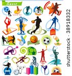 COLLECTION_5 Exclusive Series of Sports Icons and symbol pictograms with modern ideas. Vector color set for Web. Abstract creative element corporate templates. Just place your own company name.