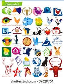 COLLECTION_6 Glossy and ecology animal Icon Set for design use, vector illustration. Series symbols for Web. A set of abstract color element corporate templates. Just place your own company name.