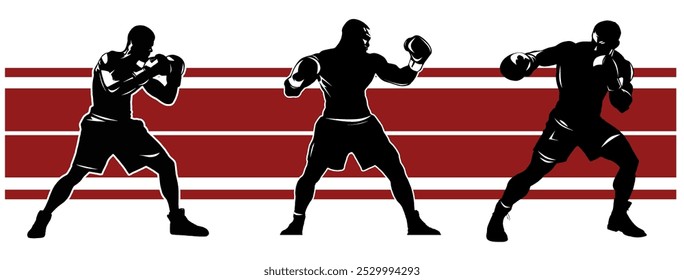 ColecciónPunch Artístico Visualizando Energía a través de Siluetas de Boxeo