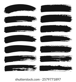 collection-of-twelve-black-brushstroke-textures set designs of vector