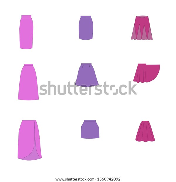 Collections of all skirt types.\
All types of skirts sutable on vector nice model. Simple\
style.\
