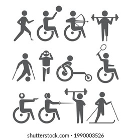 a collections of Athletics disabled icon, vector art. svg