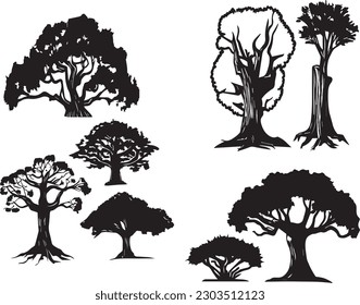 collections black tree isolated. silhuette tree isolated on white background svg