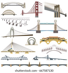 Collections of bridges. Vector isolated illustrations