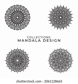 Collections Circular pattern in the form of a mandala for Henna, Mehndi, tattoos, decorations. Decorative decoration in ethnic oriental style. Coloring book page.