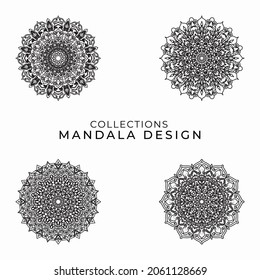 Collections Circular pattern in the form of a mandala for Henna, Mehndi, tattoos, decorations. Decorative decoration in ethnic oriental style. Coloring book page.