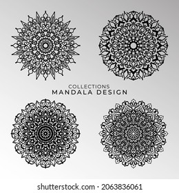 Collections Circular pattern in the form of a mandala for Henna, Mehndi, tattoos, decorations. Decorative decoration in ethnic oriental style. Coloring book page.