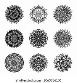 Collections Circular pattern in the form of a mandala for Henna, Mehndi, tattoos, decorations. Decorative decoration in ethnic oriental style. Coloring book page.