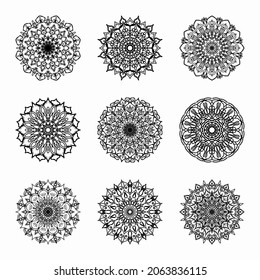 Collections Circular pattern in the form of a mandala for Henna, Mehndi, tattoos, decorations. Decorative decoration in ethnic oriental style. Coloring book page.