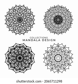 Collections Circular pattern in the form of a mandala for Henna, Mehndi, tattoos, decorations. Decorative decoration in ethnic oriental style. Coloring book page.