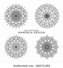 Collections Circular pattern in the form of a mandala for Henna, Mehndi, tattoos, decorations. Decorative decoration in ethnic oriental style. Coloring book page.