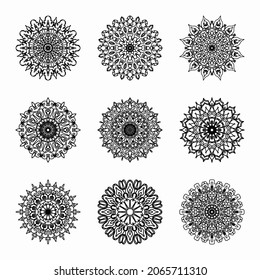 Collections Circular pattern in the form of a mandala for Henna, Mehndi, tattoos, decorations. Decorative decoration in ethnic oriental style. Coloring book page.