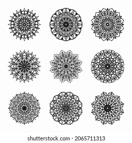 Collections Circular pattern in the form of a mandala for Henna, Mehndi, tattoos, decorations. Decorative decoration in ethnic oriental style. Coloring book page.