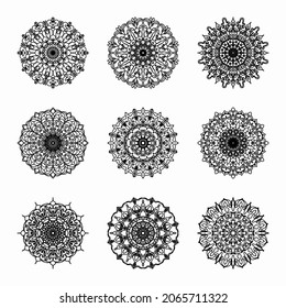 Collections Circular pattern in the form of a mandala for Henna, Mehndi, tattoos, decorations. Decorative decoration in ethnic oriental style. Coloring book page.
