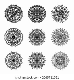 Collections Circular pattern in the form of a mandala for Henna, Mehndi, tattoos, decorations. Decorative decoration in ethnic oriental style. Coloring book page.