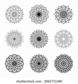 Collections Circular pattern in the form of a mandala for Henna, Mehndi, tattoos, decorations. Decorative decoration in ethnic oriental style. Coloring book page.
