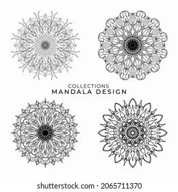 Collections Circular pattern in the form of a mandala for Henna, Mehndi, tattoos, decorations. Decorative decoration in ethnic oriental style. Coloring book page.