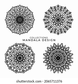 Collections Circular pattern in the form of a mandala for Henna, Mehndi, tattoos, decorations. Decorative decoration in ethnic oriental style. Coloring book page.
