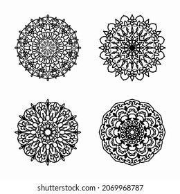 Collections Circular pattern in the form of a mandala for Henna, Mehndi, tattoos, decorations. Decorative decoration in ethnic oriental style. Coloring book page.