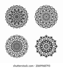 Collections Circular pattern in the form of a mandala for Henna, Mehndi, tattoos, decorations. Decorative decoration in ethnic oriental style. Coloring book page.