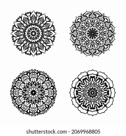 Collections Circular pattern in the form of a mandala for Henna, Mehndi, tattoos, decorations. Decorative decoration in ethnic oriental style. Coloring book page.