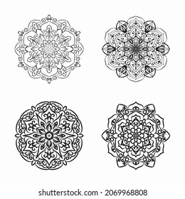 Collections Circular pattern in the form of a mandala for Henna, Mehndi, tattoos, decorations. Decorative decoration in ethnic oriental style. Coloring book page.