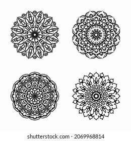 Collections Circular pattern in the form of a mandala for Henna, Mehndi, tattoos, decorations. Decorative decoration in ethnic oriental style. Coloring book page.