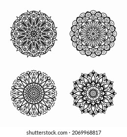 Collections Circular pattern in the form of a mandala for Henna, Mehndi, tattoos, decorations. Decorative decoration in ethnic oriental style. Coloring book page.