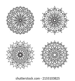 Collections Circular pattern in the form of a mandala for Henna, tattoos. Coloring book page.