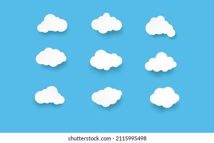 The collections of the clouds. paper art vector illustration