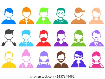 Collections of colorful icons of people. Profile icon, simple and cute human icon.