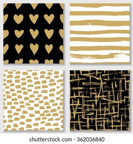 Collections of cute hand drawn seamles textures for Valentine cards and invitations. Vector illustration