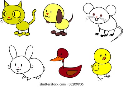 A collections of cute little animals.