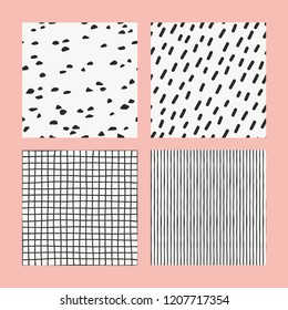 Collections of design elements. Hand Drawn textures made with ink. Isolated. Vector Illustration. Monochrome hand drawn texture.