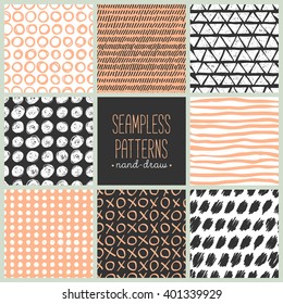 Collections of design elements. Hand Drawn textures made with ink. Vector. Isolated. Vector Illustration