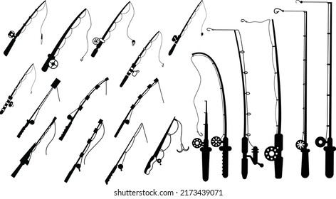 Collections of Fishing Rod Silhouettes 