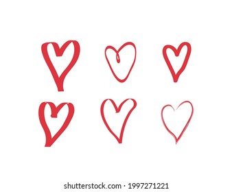 Collections of Heart vector. Love icon symbol design. Hand drawn style.