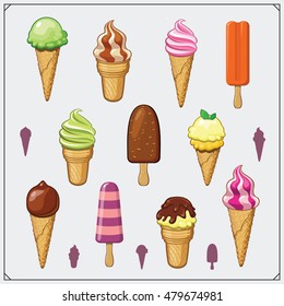 Collections of Ice Cream icons and signs.