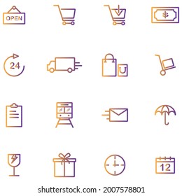 Collections of icons representing shipping.