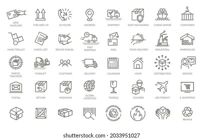 Collections of icons representing shipping, logistics, customer service, refunds and more