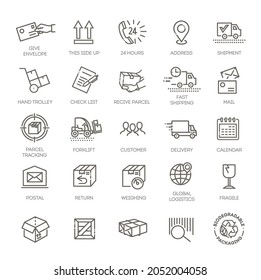 Collections of icons representing shipping, logistics, customer service, refunds and more