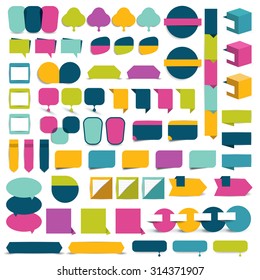 Collections of infographics flat design elements, bubbles, buttons, stickers. Vector illustration. 